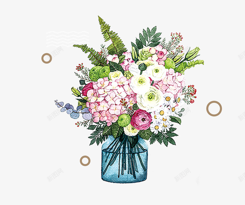 手绘花瓶里的花装饰psd免抠素材_新图网 https://ixintu.com 小清新 手绘叶子 手绘画 手绘花朵 手绘花束 手绘花草 田园风 花朵装饰