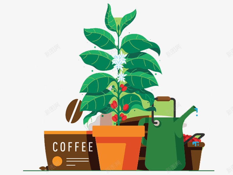 盆栽png免抠素材_新图网 https://ixintu.com 小清新 扁平图 绿色植物 花盆 装饰图