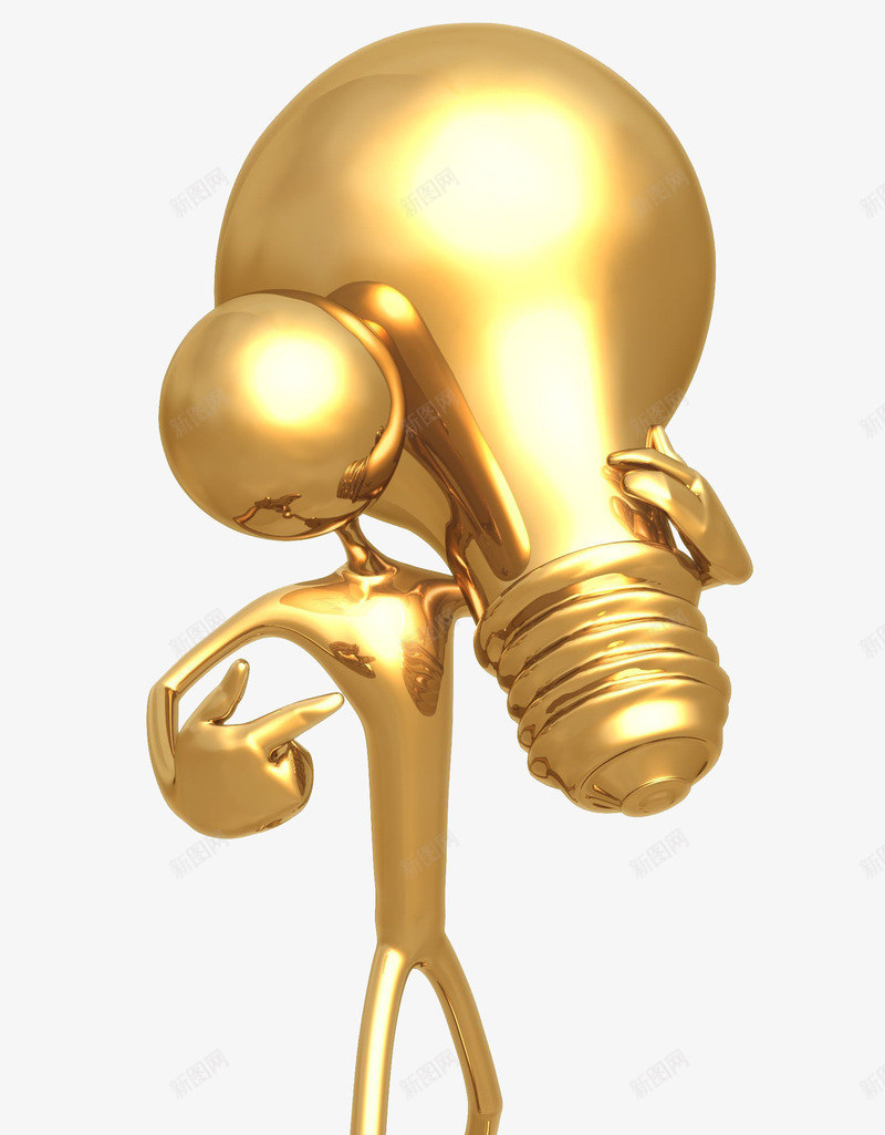 扛灯泡的金色小人psd免抠素材_新图网 https://ixintu.com 小人 扛灯泡 特色设计 金色