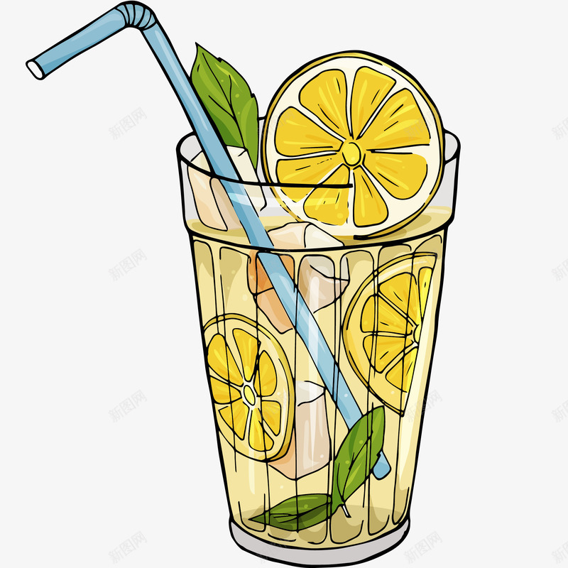 柠檬茶矢量图ai免抠素材_新图网 https://ixintu.com 吸管 处暑 柠檬水 清新 玻璃杯 矢量柠檬茶免抠PNG 矢量图