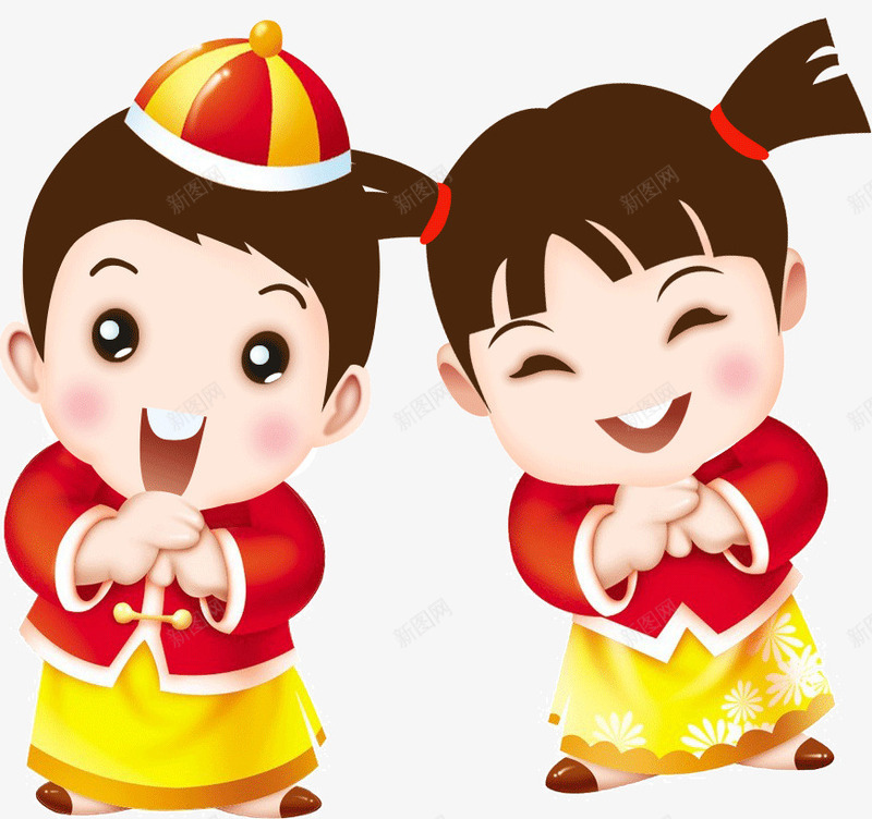 贺新春喜庆小人png免抠素材_新图网 https://ixintu.com 喜庆 喜庆小人 红色 贺新春