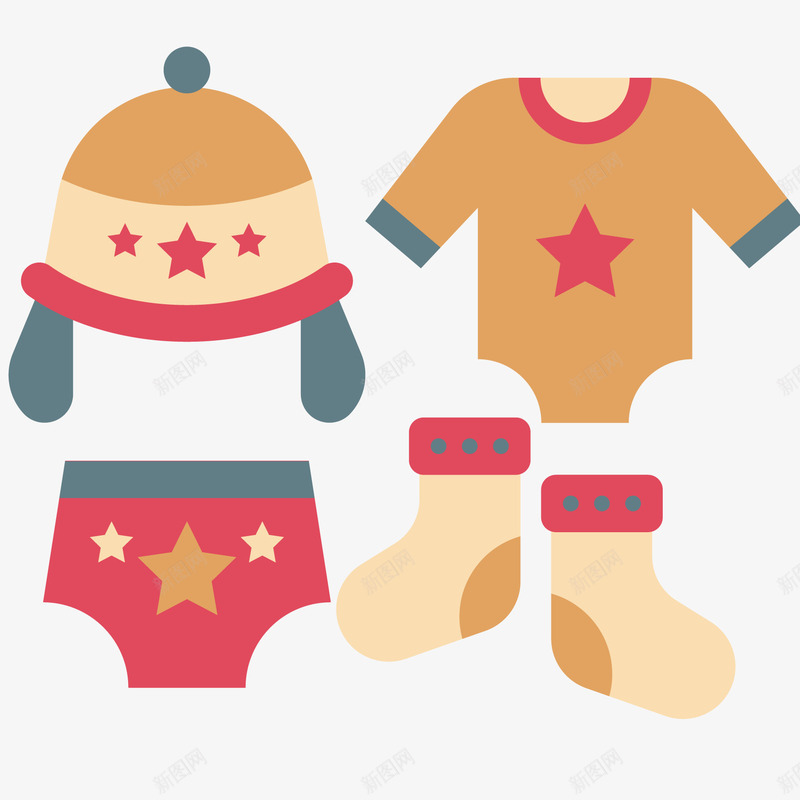 帽子衣服纸尿裤袜子png免抠素材_新图网 https://ixintu.com 卡通 帽子 手绘 纸尿裤 衣服 袜子