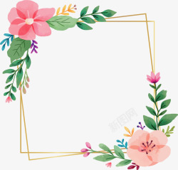 小粉花婚礼装饰框矢量图素材