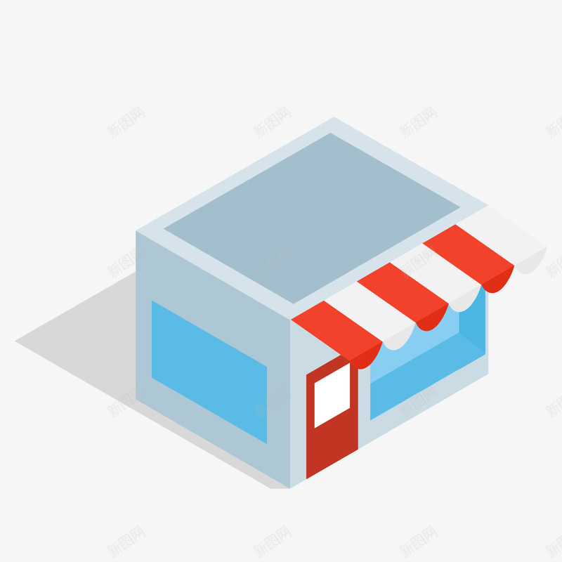 方形商店卡通插画矢量图ai免抠素材_新图网 https://ixintu.com 卡通插画 商店 平面 建筑 方形 设计 购物 矢量图