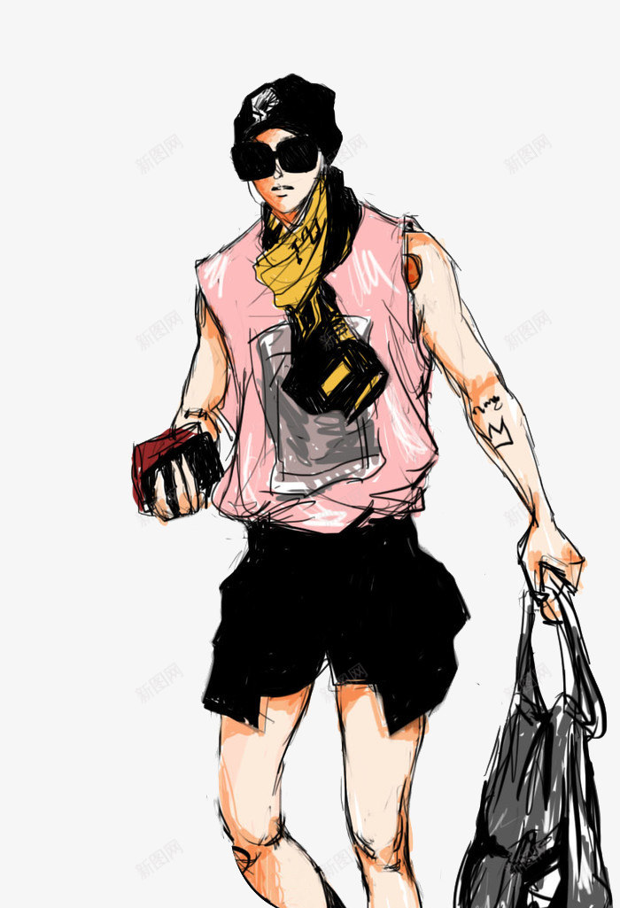 帅气个性男装手绘插画png免抠素材_新图网 https://ixintu.com 个性男装手绘 帅气男装设计 男装插画设计
