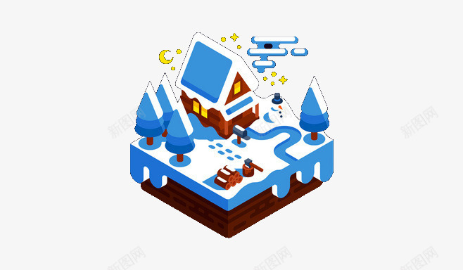下雪景色png免抠素材_新图网 https://ixintu.com 下雪 冬季 白茫茫 雪房子