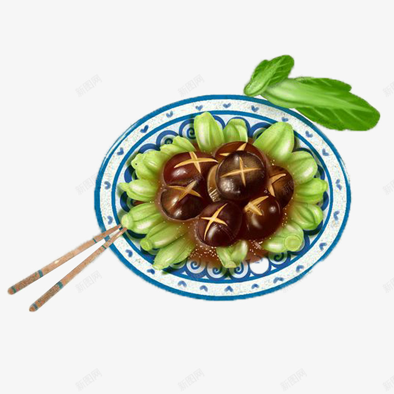 卡通手绘小油菜psd免抠素材_新图网 https://ixintu.com 卡通 小油菜 手绘 新鲜 绿色 菜品 香菇油菜