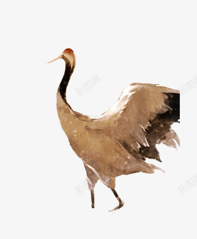 丹顶鹤墨迹水墨画png免抠素材_新图网 https://ixintu.com 丹顶鹤 墨迹 水墨画