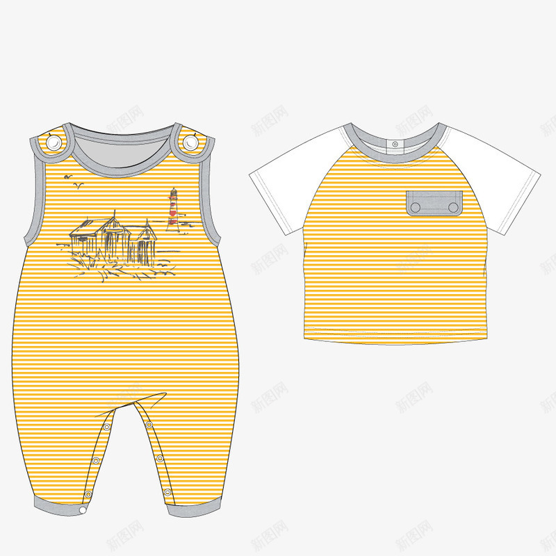 童装背带裤矢量图eps免抠素材_新图网 https://ixintu.com 套装 服装设计 款式 版型 衣服 矢量图