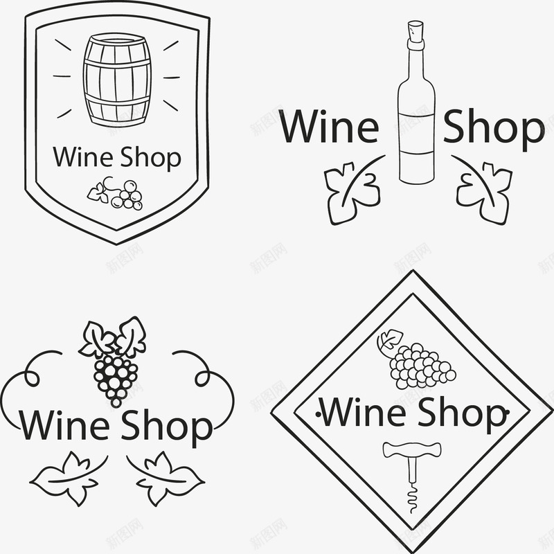 手绘葡萄酒标签矢量图图标ai_新图网 https://ixintu.com 图标 手绘 葡萄酒标签 矢量图