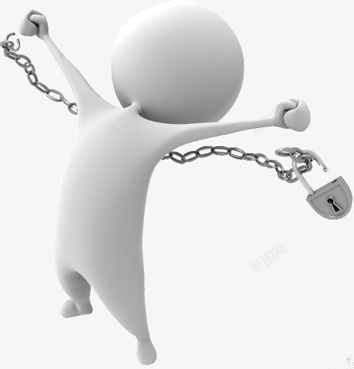 挣脱锁链的白色小人png免抠素材_新图网 https://ixintu.com 人物 动作 卡通 挣脱 白色小人 铁链 锁 锁链