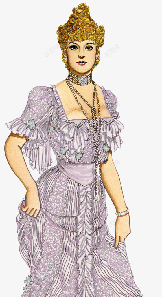 外国女人png免抠素材_新图网 https://ixintu.com 手绘 紫衣服 高贵 黄头发