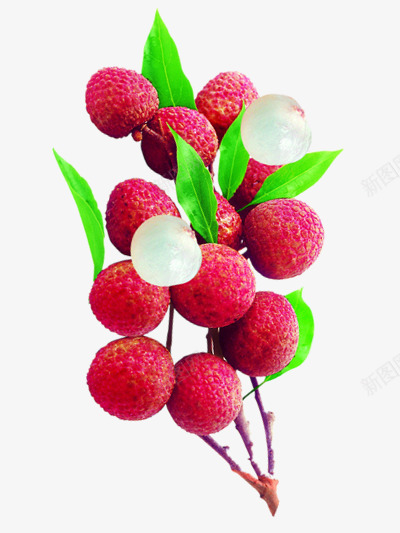 美味荔枝png免抠素材_新图网 https://ixintu.com 新鲜 简单装饰 红色 绿叶