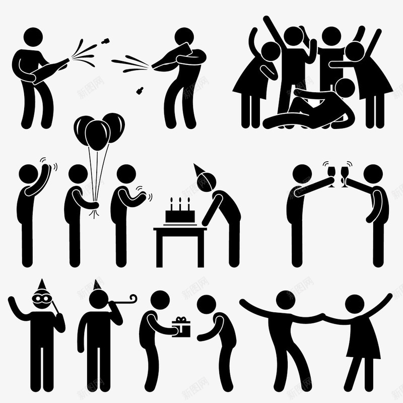 小人图标png_新图网 https://ixintu.com 动作 生活 简笔画 黑影