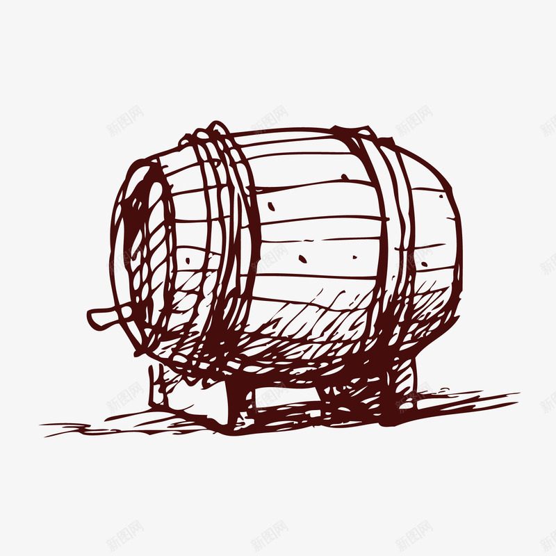 手绘葡萄酒矢量图ai免抠素材_新图网 https://ixintu.com 手绘木桶 木桶 矢量素材 线描 葡萄 葡萄酒 酒桶 矢量图