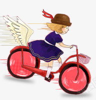 骑车的小女孩png免抠素材_新图网 https://ixintu.com 卡通 翅膀 自行车 骑车的小女孩