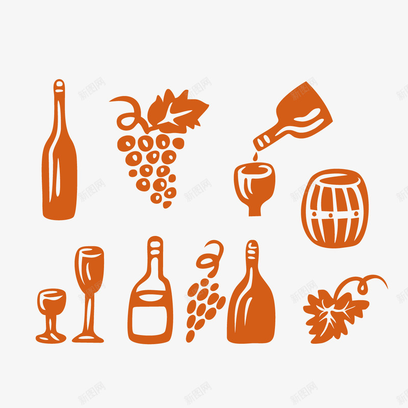 葡萄和美酒矢量图ai免抠素材_新图网 https://ixintu.com 葡萄 酒 酒瓶 矢量图