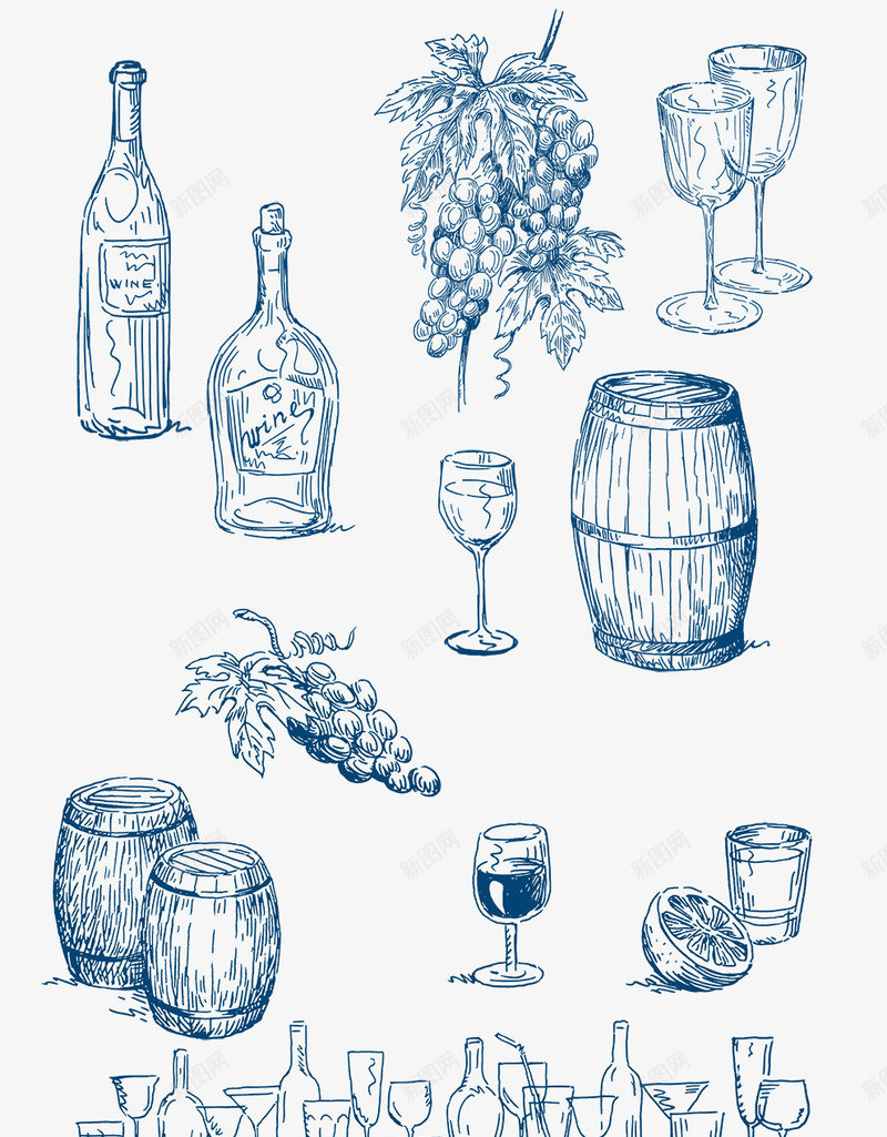 线条葡萄酒桶葡萄酒装饰图案png免抠素材_新图网 https://ixintu.com 免抠PNG 线条 葡萄 葡萄酒 装饰图案 酒桶