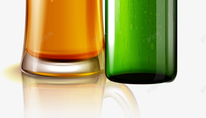 绿色啤酒酒瓶png免抠素材_新图网 https://ixintu.com 啤酒酒瓶 白色泡沫 绿色瓶子 绿色酒瓶 酒水 黄色啤酒