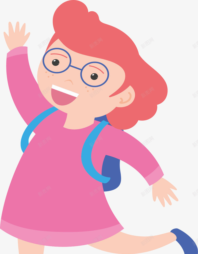 粉色衣服上学女孩矢量图ai免抠素材_新图网 https://ixintu.com 上学 上学啦 上学女孩 眼镜女孩 矢量png 粉色衣服 矢量图
