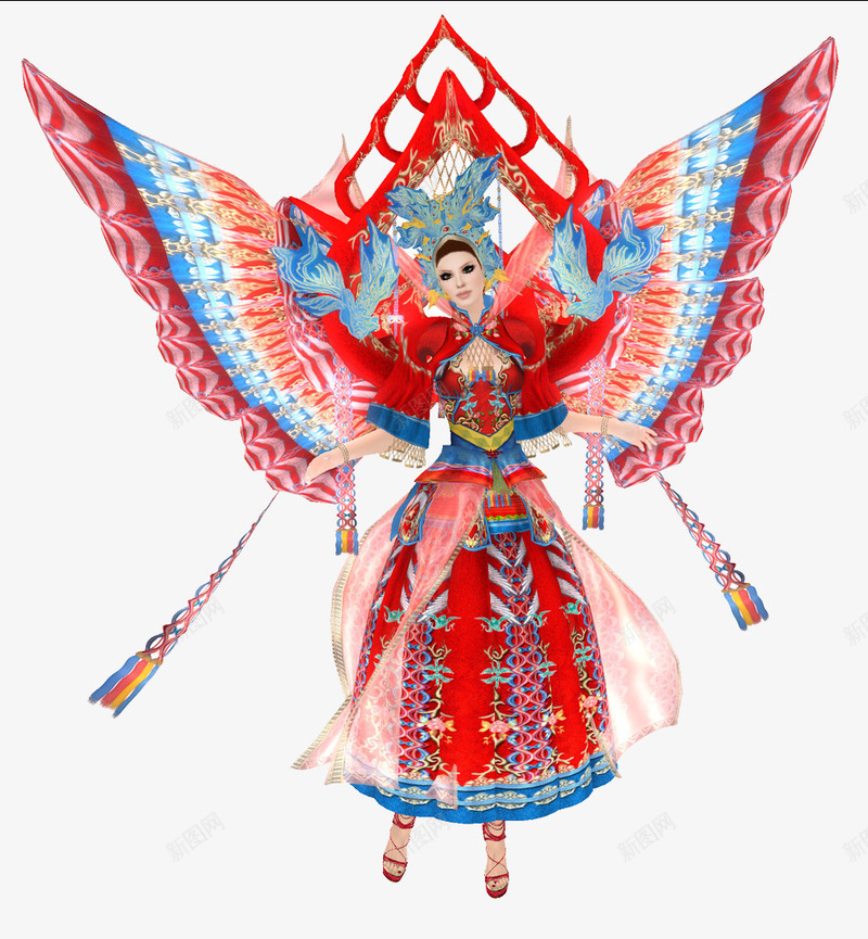 美女京剧花旦png免抠素材_新图网 https://ixintu.com 3D设计 京剧 京剧人物 京剧花旦 翅膀 花旦 设计
