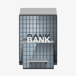 黑色渐变玻璃质感银行大楼矢量图素材