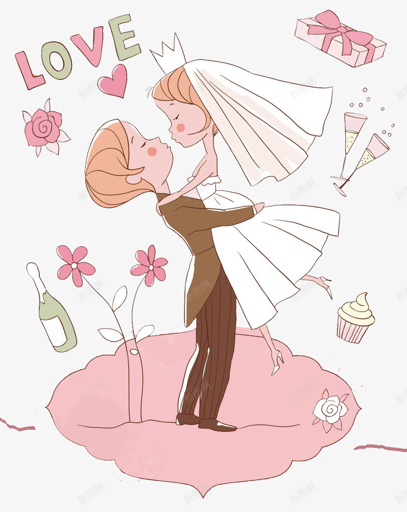 调皮可爱的结婚小人psd免抠素材_新图网 https://ixintu.com 可爱的 结婚小人 调皮 酒杯