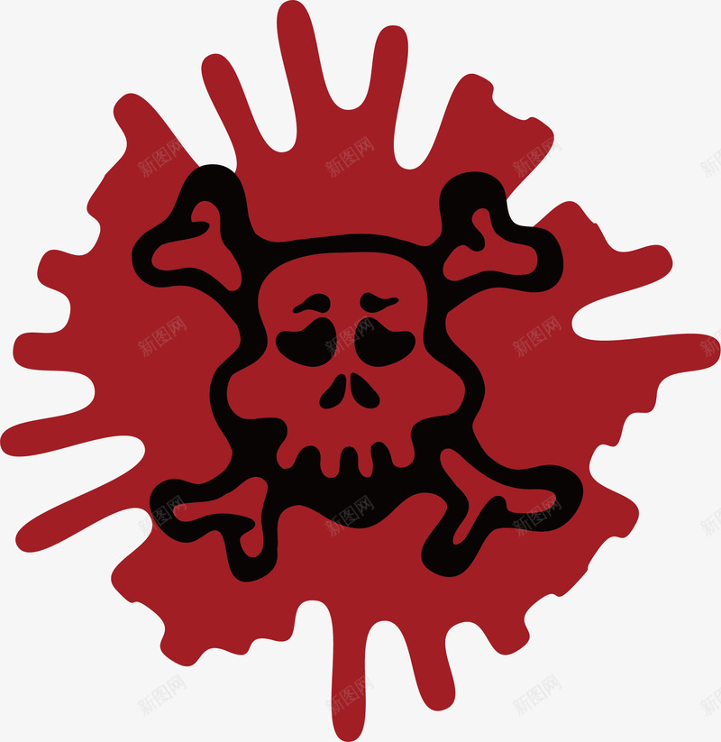 危险物标志png免抠素材_新图网 https://ixintu.com 危险物 手绘 标志 爆炸 红色背景 骨头 骷髅