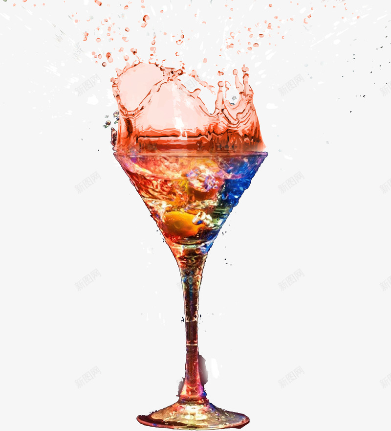 创意高脚杯酒水png免抠素材_新图网 https://ixintu.com 创意 酒水 飞溅 高脚杯