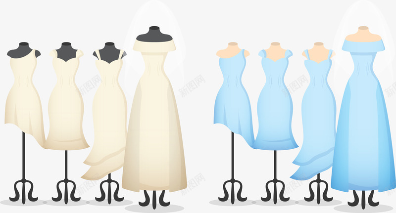 漂亮的衣服png免抠素材_新图网 https://ixintu.com 婚纱 新婚 礼服 粉色婚纱 蓝色婚纱 衣架