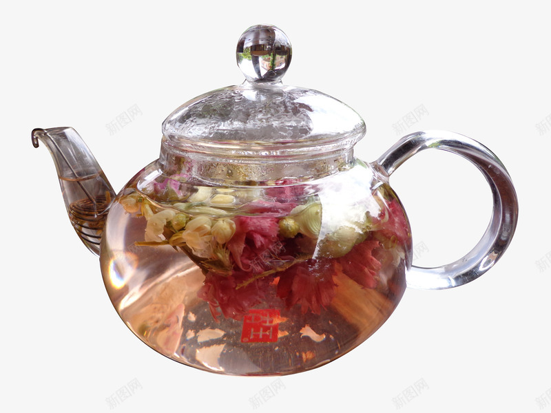 实物一壶花茶养生png免抠素材_新图网 https://ixintu.com 一壶花茶 产品实物 养生 玻璃茶器 花茶 花茶壶 茶壶