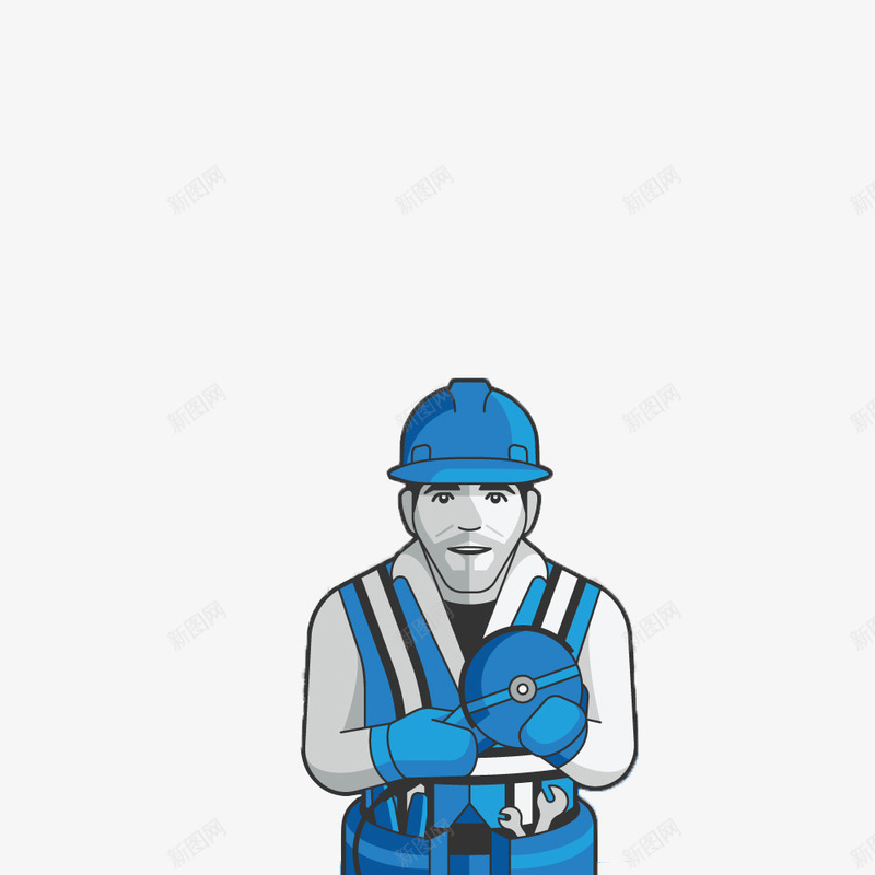 蓝色衣服的工人png免抠素材_新图网 https://ixintu.com 农民工 卡通 工人 工具