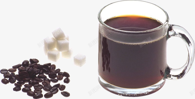 一杯玻璃杯咖啡png免抠素材_新图网 https://ixintu.com 一杯 咖啡 咖啡豆 方糖 玻璃杯
