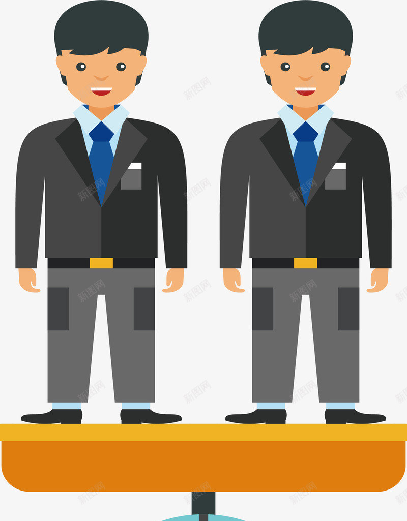 站在天平上的小人png免抠素材_新图网 https://ixintu.com 保持平衡 公平公正 商务小人 天平 矢量png