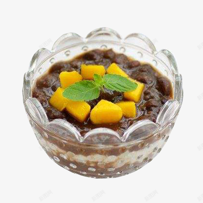 小份芒果红豆冰沙png免抠素材_新图网 https://ixintu.com 冰镇 夏日 小份 果粒 玻璃碗 甜品 红豆冰沙 红豆沙冰 美味的鲜奶红豆冰 芒果 薄荷叶