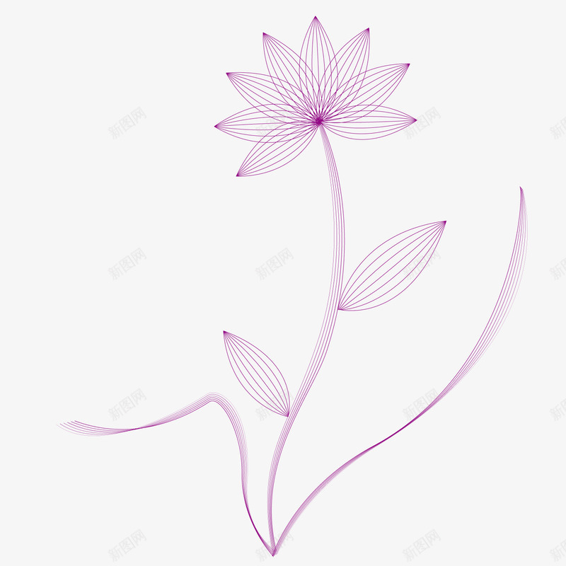 花朵线条矢量图ai免抠素材_新图网 https://ixintu.com 个性 创意 卡通 文艺 线条 艺术 花朵 设计 矢量图
