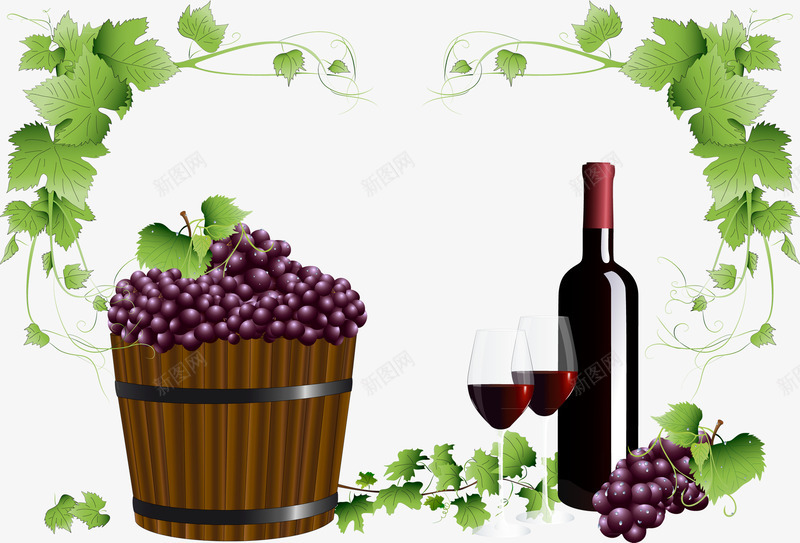 葡萄酒和酒桶png免抠素材_新图网 https://ixintu.com 葡萄 葡萄酒 酒类