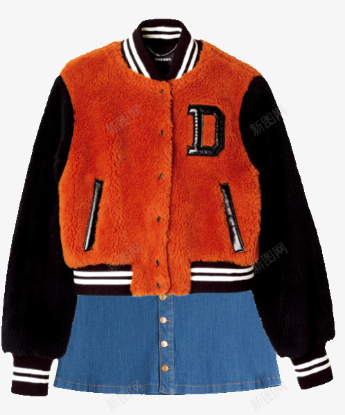 橘色棒球服png免抠素材_新图网 https://ixintu.com 女装 橘红色 衣服搭配