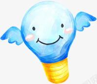 手绘蓝色翅膀创意灯泡png免抠素材_新图网 https://ixintu.com 创意 灯泡 翅膀 蓝色