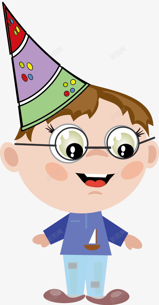 生日主题卡通小人png免抠素材_新图网 https://ixintu.com 人物 卡通 生日帽