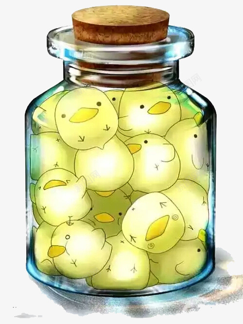 大黄豆png免抠素材_新图网 https://ixintu.com 卡通 小鸡 手绘 玻璃罐 黄豆
