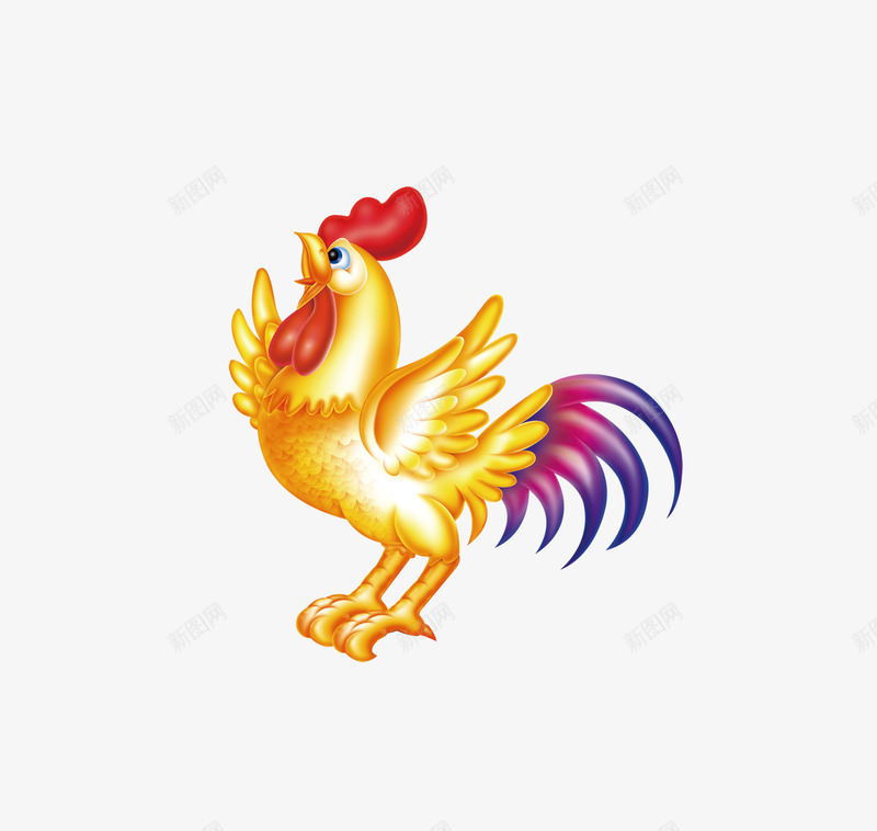 展开翅膀的公鸡png免抠素材_新图网 https://ixintu.com 公鸡 新春 金色 鸡 鸡年