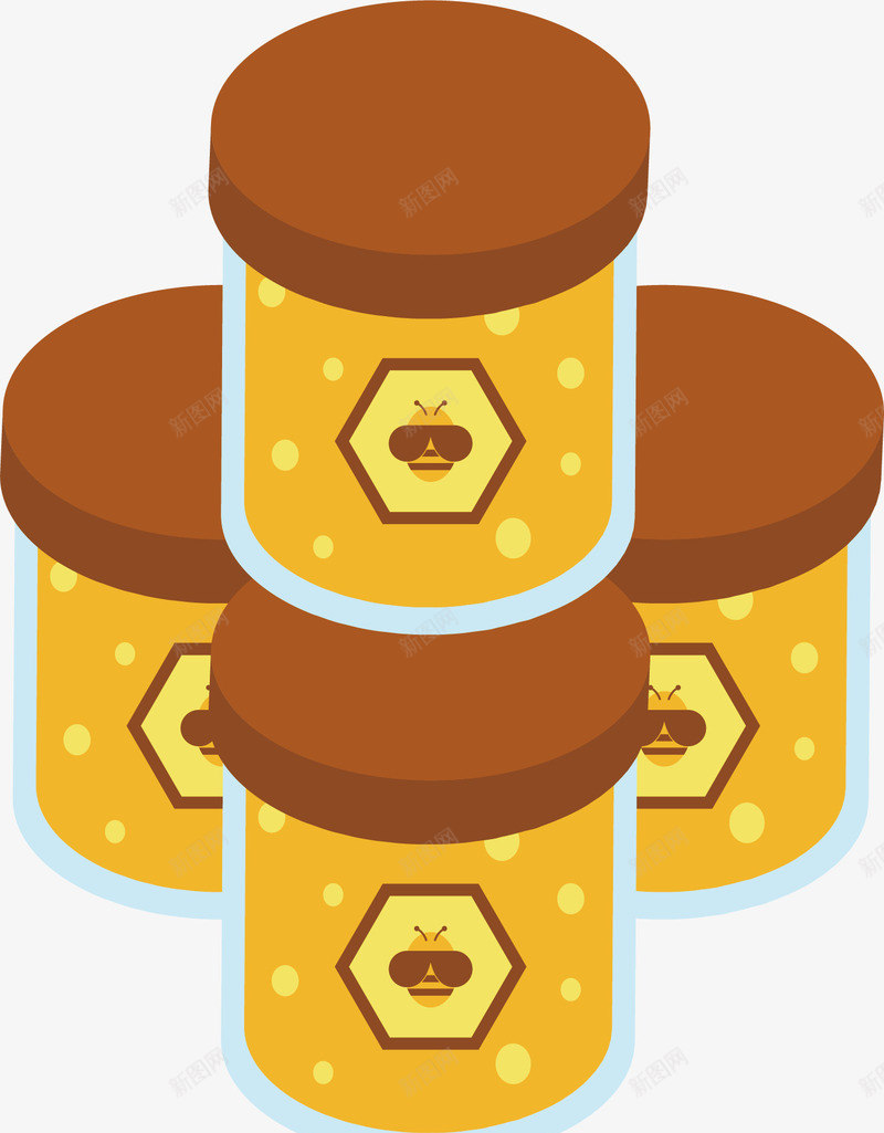 灌装蜂蜜矢量图ai免抠素材_新图网 https://ixintu.com 卡通 手绘 灌装 玻璃罐 甜的 蜂蜜 金色 食物 矢量图