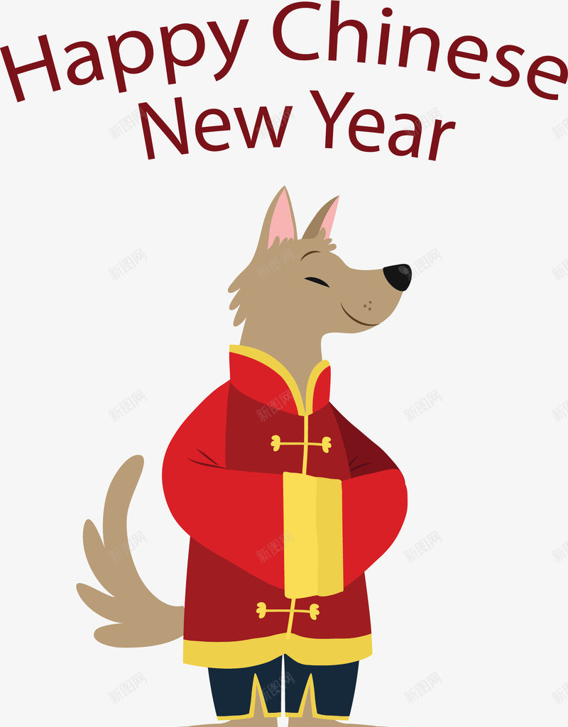 红衣服狗狗新年海报矢量图ai免抠素材_新图网 https://ixintu.com 新年海报 狗年 狗狗 狗狗形象 矢量png 红衣服的狗 矢量图