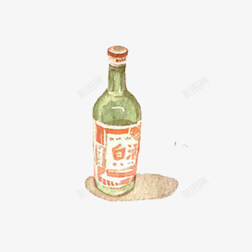 小清新简约水彩玻璃瓶白酒png免抠素材_新图网 https://ixintu.com 小清新 水彩 玻璃瓶白酒 简约