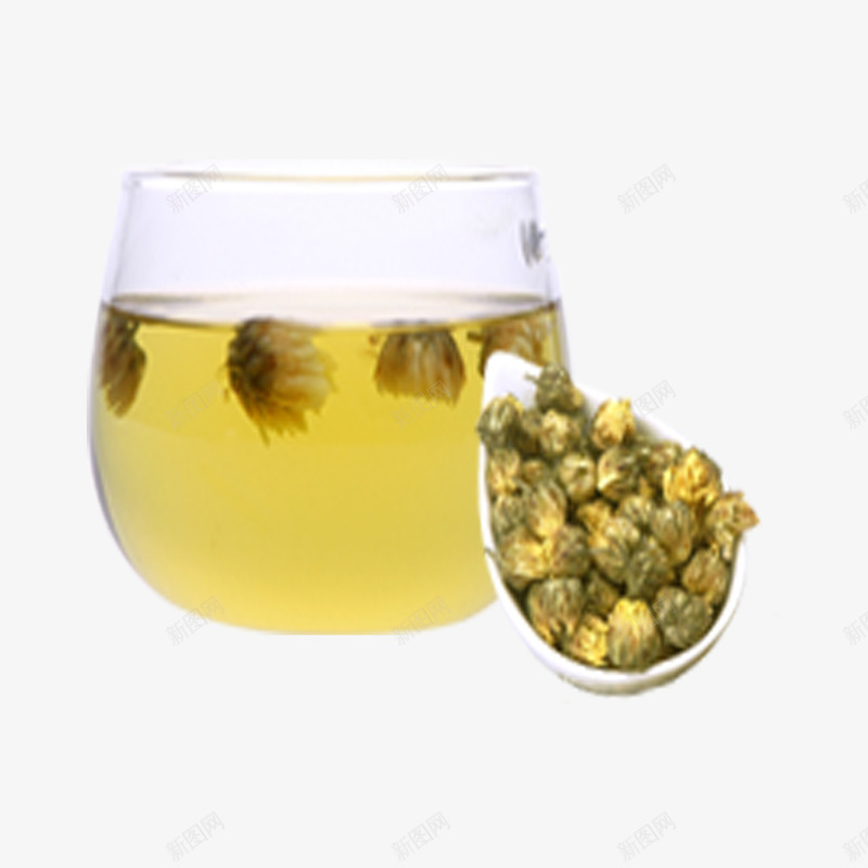 菊花茶png免抠素材_新图网 https://ixintu.com 干菊花 玻璃杯 花茶 菊花茶