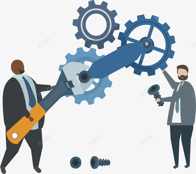 商务小人修理齿轮矢量图ai免抠素材_新图网 https://ixintu.com 修理齿轮 商务 商务小人 团队合作 矢量png 齿轮 矢量图