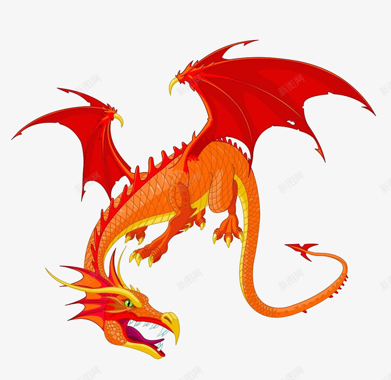 卡通飞龙png免抠素材_新图网 https://ixintu.com 卡通画 矢量装饰 翅膀 装饰 飞龙 飞龙在天