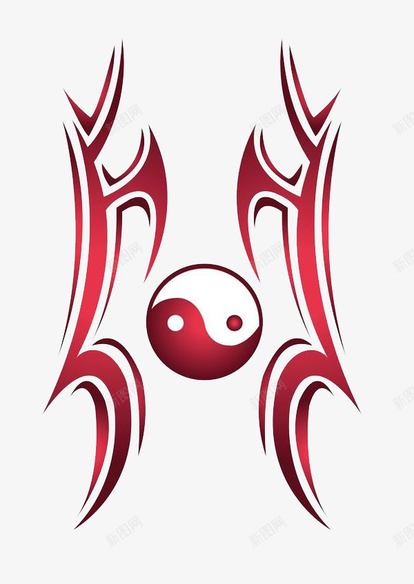 红色锋利图纹png免抠素材_新图网 https://ixintu.com 图纹 圆球 太极图形 红色 锋利