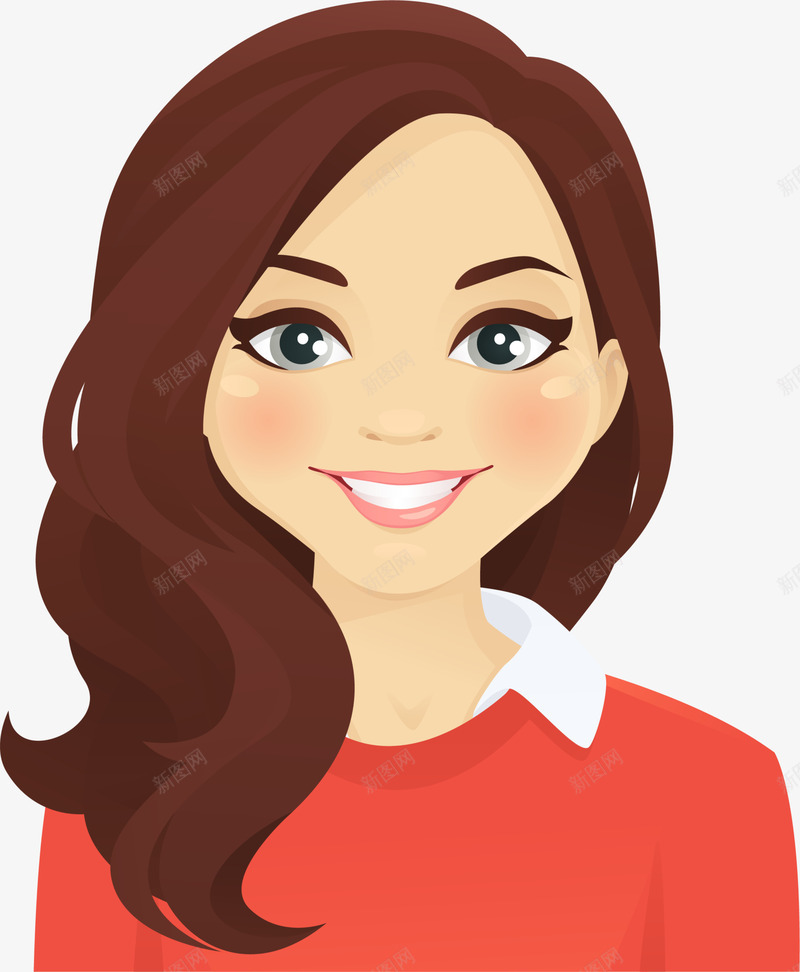 红色微笑女孩png免抠素材_新图网 https://ixintu.com 卡通女生 微笑女孩 笑容 红色小人 装饰图案